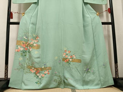 平和屋着物●訪問着　草花文　金彩　正絹　逸品　AABL0717ph