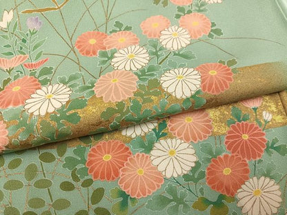 平和屋着物●訪問着　草花文　金彩　正絹　逸品　AABL0717ph