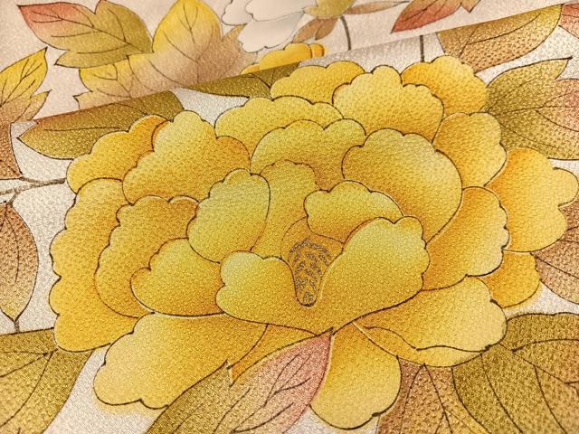 平和屋着物●上質な小紋　牡丹　正絹　逸品　AABL0718ph