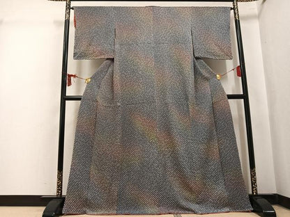 平和屋着物●上質な小紋　総絞り　暈し染め　正絹　逸品　AABL0720ph
