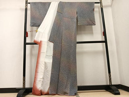 平和屋着物●上質な小紋　総絞り　暈し染め　正絹　逸品　AABL0720ph