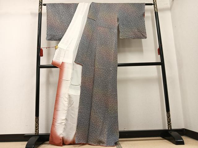 平和屋着物●上質な小紋　総絞り　暈し染め　正絹　逸品　AABL0720ph