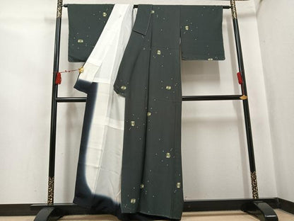 平和屋着物●上質な小紋　作家物　松柏　絞り　抽象文　正絹　逸品　未使用　AABL0721ph