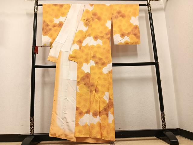 平和屋着物●上質な小紋　地紋起こし　花尽くし　正絹　逸品　AABL0725ph