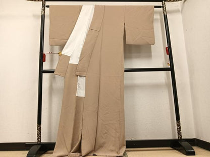 平和屋着物●上質な色無地　枯色　正絹　逸品　AABL0726ph