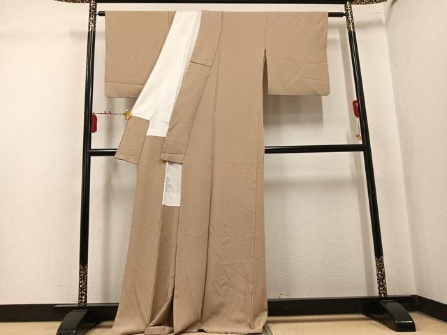 平和屋着物●上質な色無地　枯色　正絹　逸品　AABL0726ph