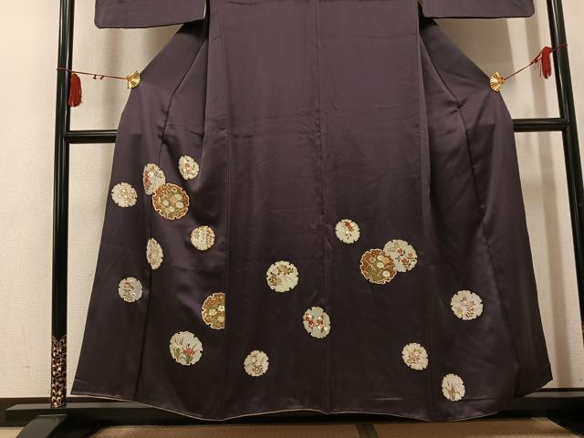 平和屋着物●訪問着　駒刺繍　雪輪草花文　金彩　正絹　逸品　AABL0728ph