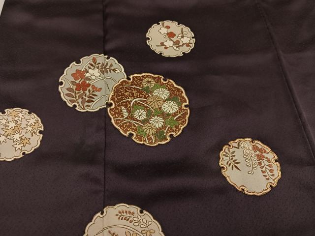 平和屋着物●訪問着　駒刺繍　雪輪草花文　金彩　正絹　逸品　AABL0728ph