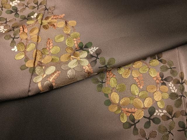 平和屋着物●訪問着　刺繍　草花文　暈し染め　金糸　正絹　逸品　AABL0730ph