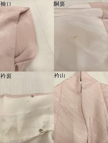 平和屋着物●上質な色無地　箔散らし地紋　灰桜色　正絹　逸品　AABL0732ph