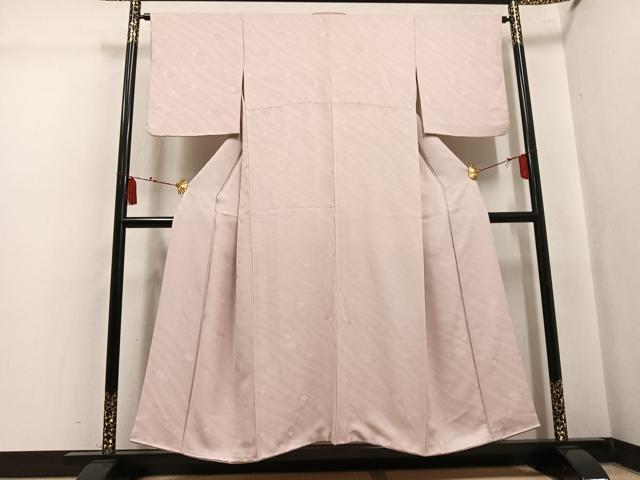 平和屋着物●上質な色無地　箔散らし地紋　灰桜色　正絹　逸品　AABL0732ph