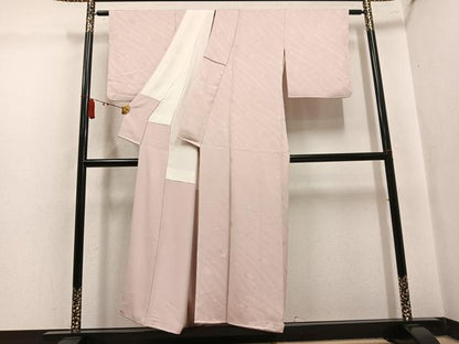 平和屋着物●上質な色無地　箔散らし地紋　灰桜色　正絹　逸品　AABL0732ph