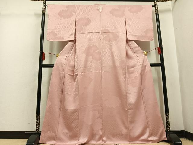 平和屋着物●上質な色無地　雲重ね吉祥地紋　虹色　正絹　逸品　AABL0734ph