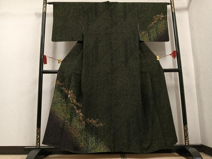 平和屋着物●訪問着　草花文　金彩　さが美扱い　正絹　逸品　AABL0735ph