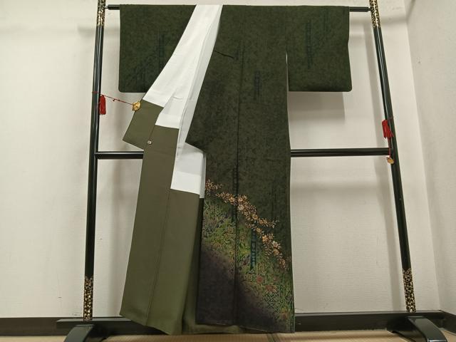 平和屋着物○訪問着 草花文 金彩 さが美扱い 正絹 逸品 AABL0735ph