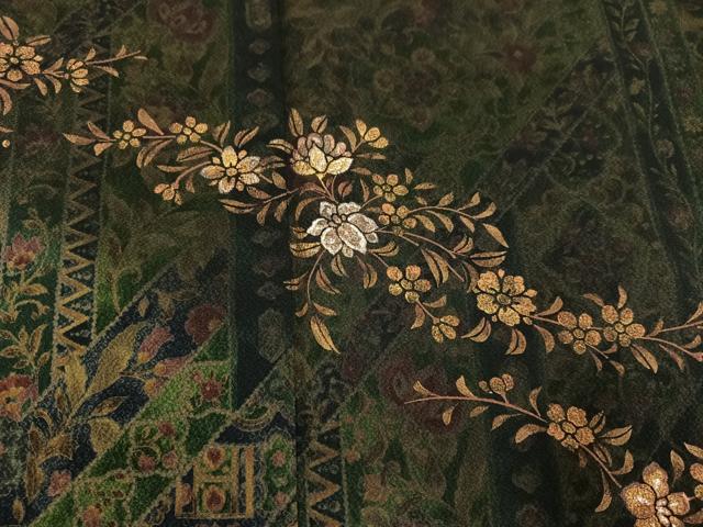 平和屋着物○訪問着 草花文 金彩 さが美扱い 正絹 逸品 AABL0735ph