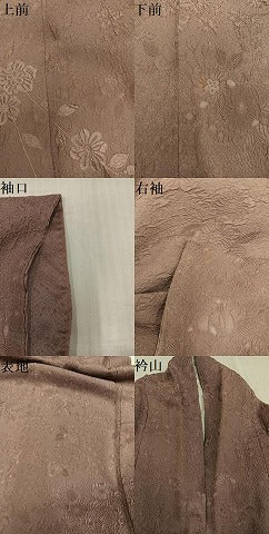 平和屋着物●上質な色無地　辻が花地紋　梅染色　正絹　逸品　AABL0741ph