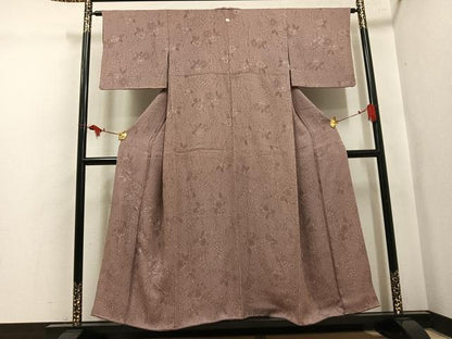 平和屋着物●上質な色無地　辻が花地紋　梅染色　正絹　逸品　AABL0741ph
