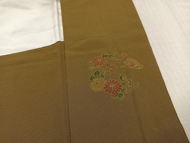 平和屋着物●上質な色無地　黄橡色　正絹　逸品　AABL0746ph