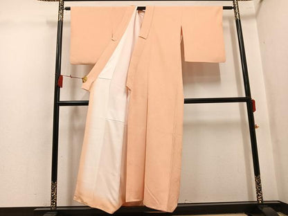 平和屋着物●上質な色無地　花地紋　雄黄色　正絹　逸品　AABL0753ph