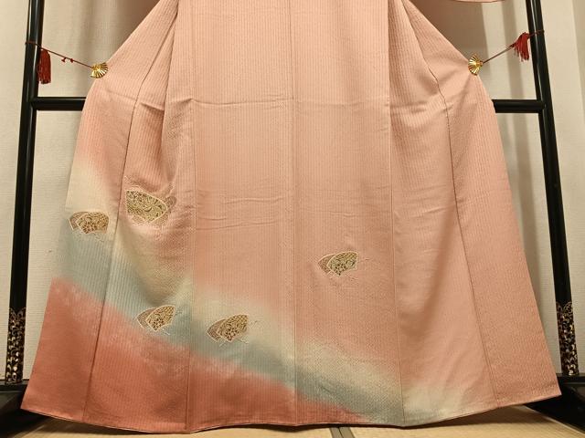 平和屋着物●訪問着　中国三大刺繍　スワトウ刺繍　汕頭刺繍　総刺繍　地紙花文　暈し染め　金糸　正絹　逸品　AABL0754ph