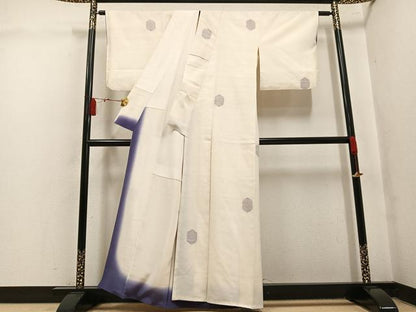 平和屋着物●結城紬　100亀甲　飛び亀甲　亀甲文　正絹　逸品　AABL0755ph