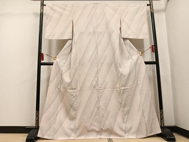 平和屋着物●本塩沢　斜縞　正絹　逸品　未使用　AABL0756ph