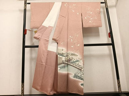平和屋着物●友禅作家の巨匠　浅井青仁　訪問着　女人花文　暈し染め　正絹　逸品　AABL0759ph