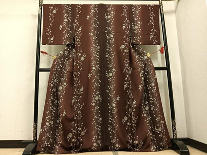 平和屋着物●上質な小紋　草花文　暈し染め　金彩　正絹　逸品　AABL0760ph