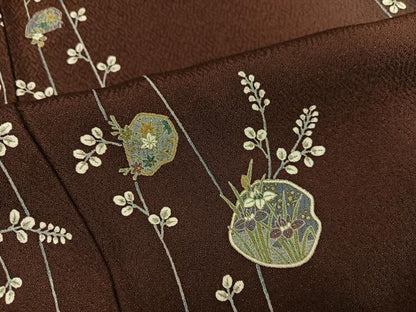 平和屋着物●上質な小紋　草花文　暈し染め　金彩　正絹　逸品　AABL0760ph