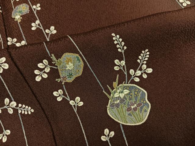 平和屋着物●上質な小紋　草花文　暈し染め　金彩　正絹　逸品　AABL0760ph
