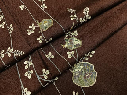 平和屋着物●上質な小紋　草花文　暈し染め　金彩　正絹　逸品　AABL0760ph