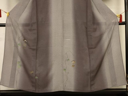 平和屋着物＊夏物　訪問着　絽　蔦の葉色紙花鳥文　暈し染め　金彩　正絹　逸品　AABL0761jd