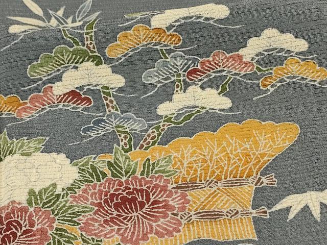 平和屋着物＊夏物　訪問着　絽縮緬　友禅　風景花文　正絹　逸品　AABL0762jd