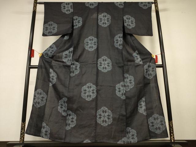 平和屋着物＊夏物　重要無形文化財　本場宮古上布　舞花文　苧麻　逸品　AABL0764jd