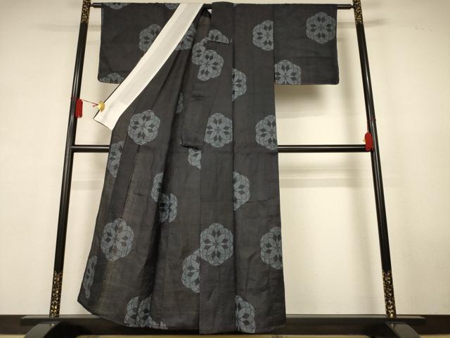平和屋着物＊夏物　重要無形文化財　本場宮古上布　舞花文　苧麻　逸品　AABL0764jd