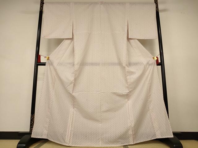平和屋着物＊夏物　小紋　紗　市松文様　洗える着物　AABL0766jd