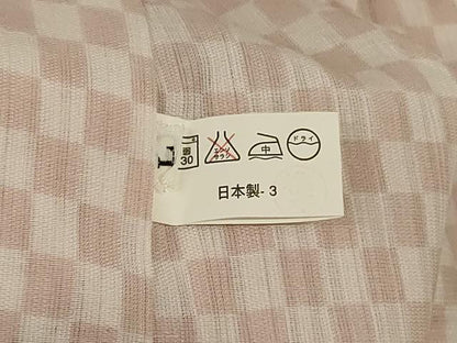 平和屋着物＊夏物　小紋　紗　市松文様　洗える着物　AABL0766jd