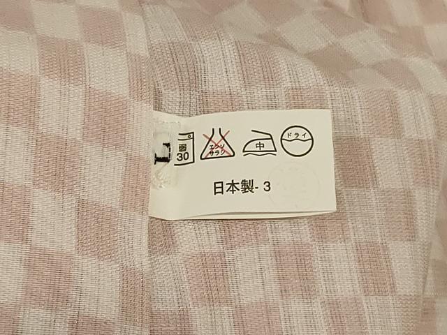 平和屋着物＊夏物　小紋　紗　市松文様　洗える着物　AABL0766jd
