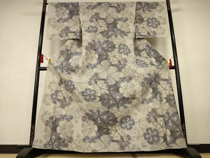 平和屋着物＊夏物　小紋　紗　花尽くし　洗える着物　AABL0771jd