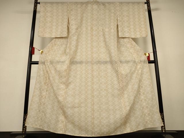平和屋着物＊夏物　小紋　紗　麻の葉間道　洗える着物　AABL0772jd