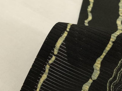 平和屋着物＊夏物　小紋　絽　草花間道　黒地　京都きもの友禅扱い　正絹　逸品　AABL0774jd