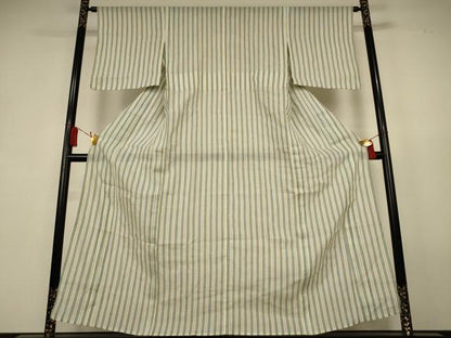 平和屋着物＊夏物　本場小千谷ちぢみ　縞　麻　逸品　AABL0776jd