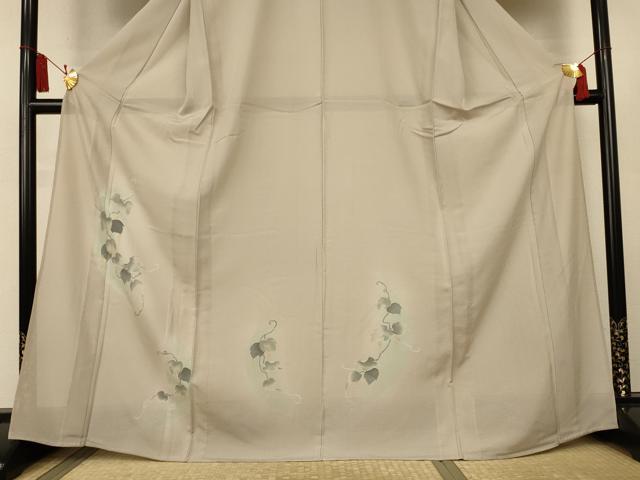 平和屋着物＊夏物　訪問着　絽　手描き　蔦の葉文　正絹　逸品　AABL0780jd