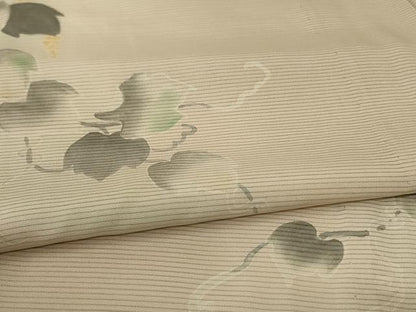 平和屋着物＊夏物　訪問着　絽　手描き　蔦の葉文　正絹　逸品　AABL0780jd