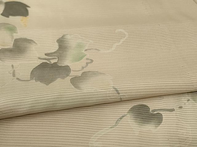 平和屋着物＊夏物　訪問着　絽　手描き　蔦の葉文　正絹　逸品　AABL0780jd