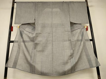 平和屋着物＊夏物　男性　本場小千谷ちぢみ　錫色　麻　逸品　AABL0791jd