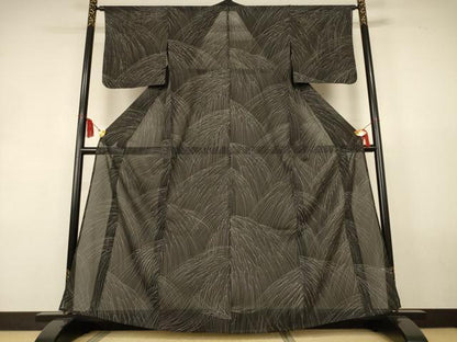 平和屋着物＊夏物　小紋　絽　抽象文様　黒地　正絹　逸品　AABL0793jd