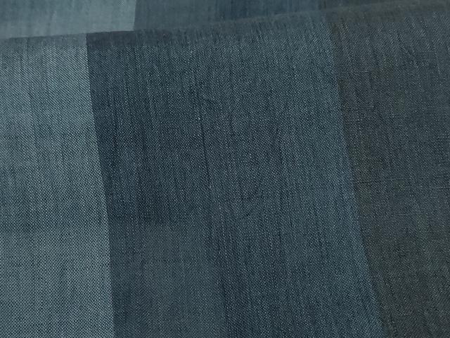 平和屋着物＊夏物　男性　本場小千谷ちぢみ　縞　麻　逸品　AABL0795jd