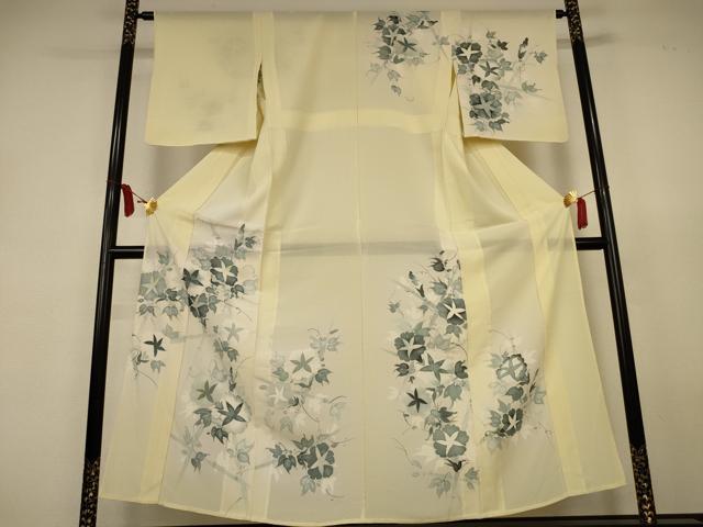 平和屋着物＊夏物　訪問着　絽　手描き　朝顔　正絹　逸品　AABL0796jd